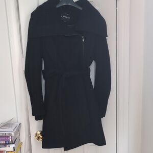 Express Elegant Black Wrap Coat